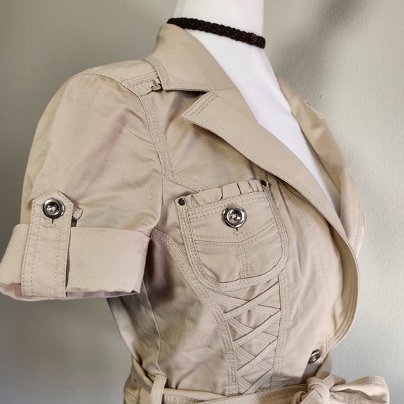 White House Black Market Laced Up Corseted Military Style Khaki Button Up Vest 0 - Picture 3 of 13